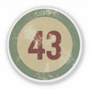Vintage abgenutzte Nummer 43 Aufkleber