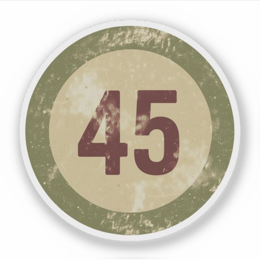 Vintage abgenutzte Nummer 45 Aufkleber (Vorderseite)