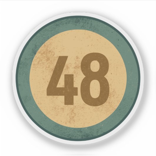 Vintage abgenutzte Nummer 48 Aufkleber (Vorderseite)