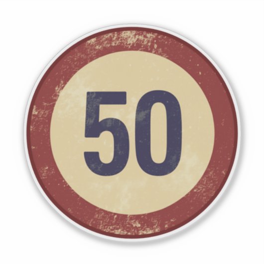 Vintage abgenutzte Nummer 50 Aufkleber (Vorderseite)