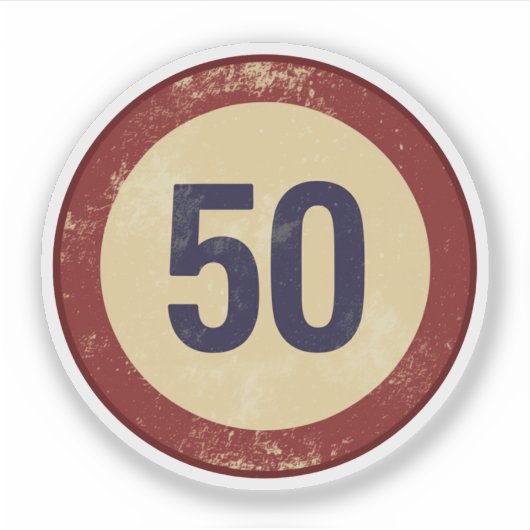 Vintage abgenutzte Nummer 50 Aufkleber (Vorderseite)
