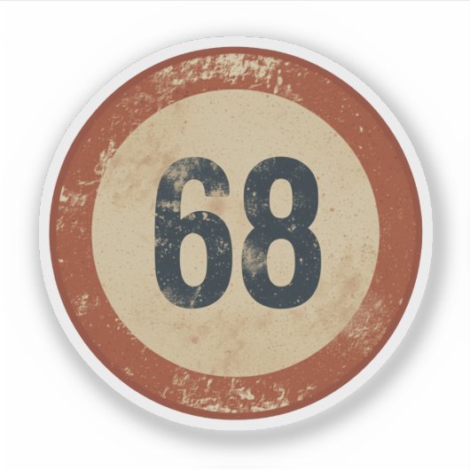 Vintage abgenutzte Nummer 68 Aufkleber (Vorderseite)
