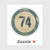 Vintage abgenutzte Nummer 74 Aufkleber (Blatt)