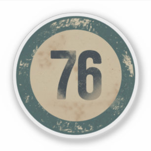 Vintage abgenutzte Nummer 76 Aufkleber
