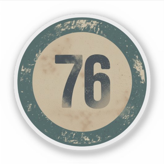 Vintage abgenutzte Nummer 76 Aufkleber (Vorderseite)