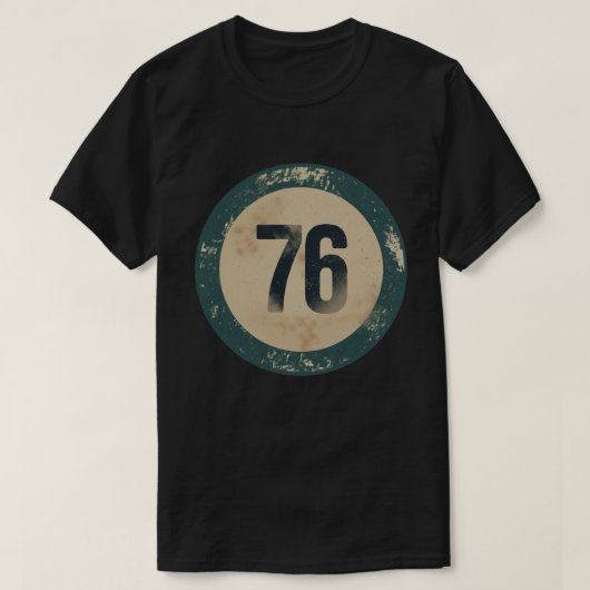 Vintage abgenutzte Nummer 76 T-Shirt (Design vorne)