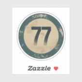 Vintage abgenutzte Nummer 77 Aufkleber (Blatt)