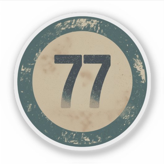Vintage abgenutzte Nummer 77 Aufkleber (Vorderseite)