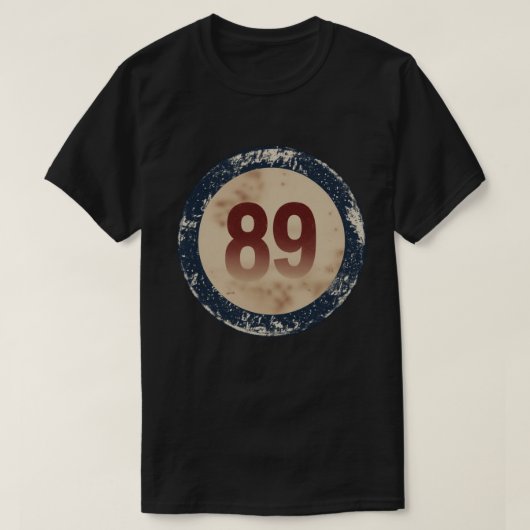 Vintage abgenutzte Nummer 89 T-Shirt (Design vorne)