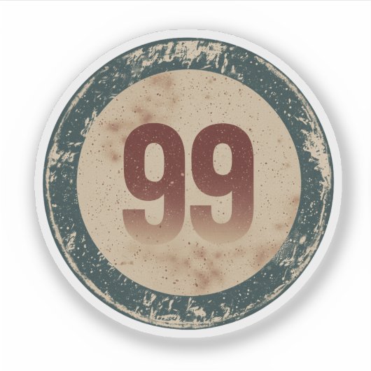 Vintage abgenutzte Nummer 99 Aufkleber (Vorderseite)