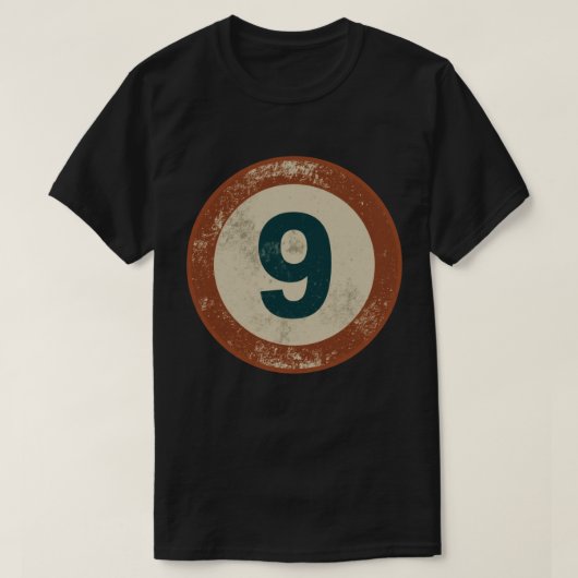 Vintage abgenutzte Nummer 9 T-Shirt (Design vorne)