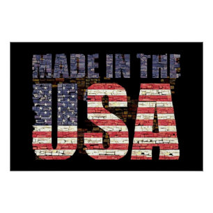 Vintage abgenutzte USA-Buchstaben und Flagge Poster