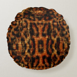 Vintage abgenutzter Grunge-Leoparden-Tierdruck Rundes Kissen
