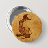 Vintage abgenutztes Koi-Fisch-Design Button (Vorne & Hinten)