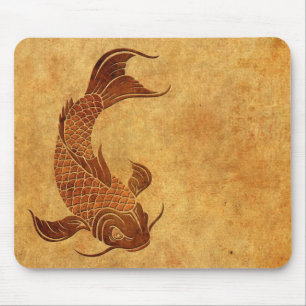 Vintage abgenutztes Koi-Fisch-Design Mousepad