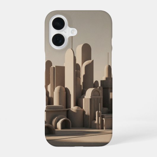 Vintage abgerundete Stadt iPhone 16 Hülle (Rückseite)