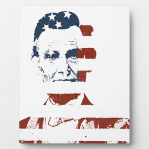 Vintage Abraham Lincoln amerikanische Flagge Fotoplatte