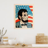 Vintage Abraham Lincoln USA Flag Illustration Poster (Küche)
