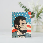 Vintage Abraham Lincoln USA Flag Illustration Postkarte (Stehend Vorderseite)