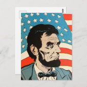 Vintage Abraham Lincoln USA Flag Illustration Postkarte (Vorne/Hinten)