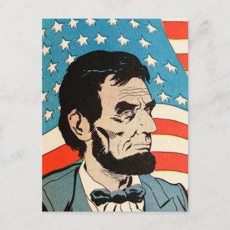 Vintage Abraham Lincoln USA Flag Illustration Postkarte