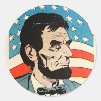 Vintage Abraham Lincoln USA Flag Illustration Runder Aufkleber