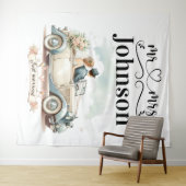 Vintage Abreise - Gewohnter Hintergrund für Hochze Wandteppich (Beispiel (Horizontal))