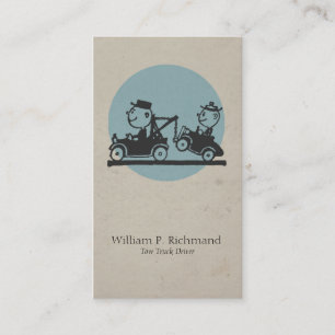 Vintage-Abschleppwagen Blau mit Retro-Kreis Visitenkarte