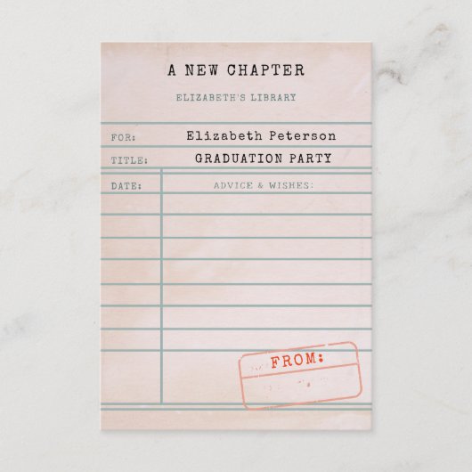 Vintage Abschluss-Ratschläge für Bibliothekskarten Begleitkarte (Vorderseite)