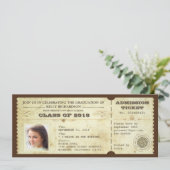 Vintage Abschluss-Tickets mit Foto Einladung (Stehend Vorderseite)