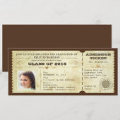 Vintage Abschluss-Tickets mit Foto Einladung (Vorne/Hinten)