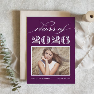 Vintage Abschlussjahrgang 2026 Lila Foto-Abschluss Einladung