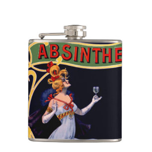 Vintage-Absinth-Likör Art Nouveau Etikett Flasche Flachmann