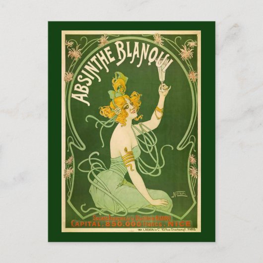 Vintage Absinthe Blanqui Werbung Postkarte (Vorderseite)