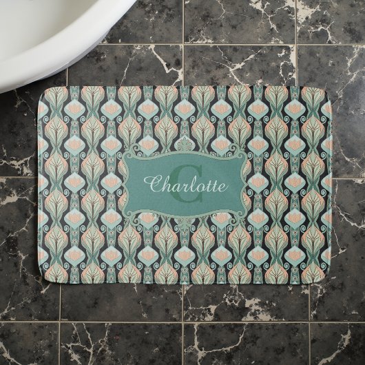 Vintage Abstract Botanical Monogram Floral Pattern Badematte