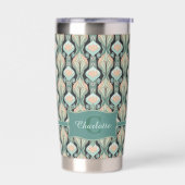 Vintage Abstract Botanical Monogram Floral Pattern Thermobecher (Links)