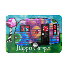 Vintage Abstract Camp Trailer Floral Personalized Badematte