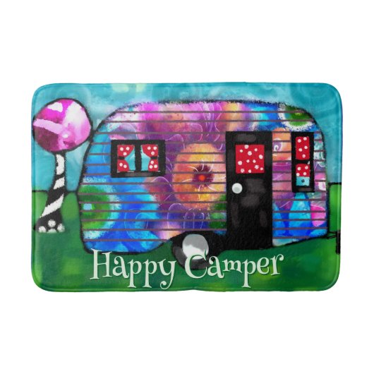 Vintage Abstract Camp Trailer Floral Personalized Badematte (Vorderseite)