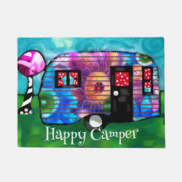 Vintage Abstract Camp Trailer Floral Personalized Fußmatte