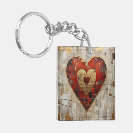 Vintage Abstract Hearts - Acrylic Keychain Schlüsselanhänger (Vorderseite links)