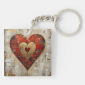 Vintage Abstract Hearts - Acrylic Keychain Schlüsselanhänger (Rückseite)