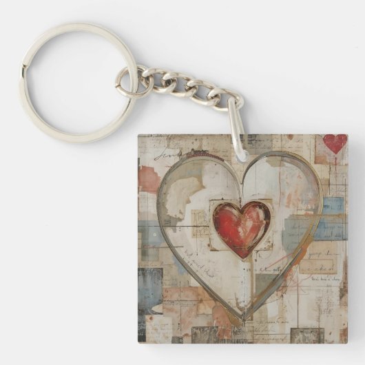 Vintage Abstract Hearts - Acrylic Keychain Schlüsselanhänger (Vorderseite)