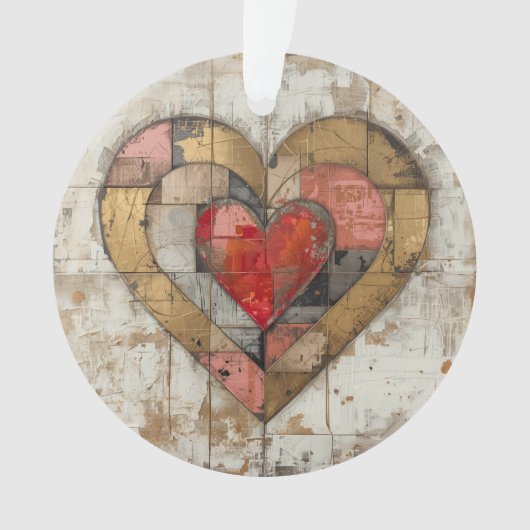 Vintage Abstract Hearts - Acrylic Ornament (Vorderseite)