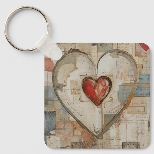 Vintage Abstract Hearts - Aluminum Keychain Schlüsselanhänger (Vorderseite)