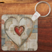 Vintage Abstract Hearts - Aluminum Keychain Schlüsselanhänger (Rückseite)
