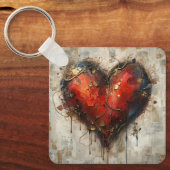 Vintage Abstract Hearts - Aluminum Keychain Schlüsselanhänger (Vorderseite)