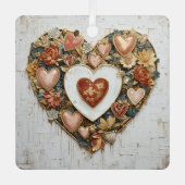 Vintage Abstract Hearts - Aluminum Ornament (Vorderseite)