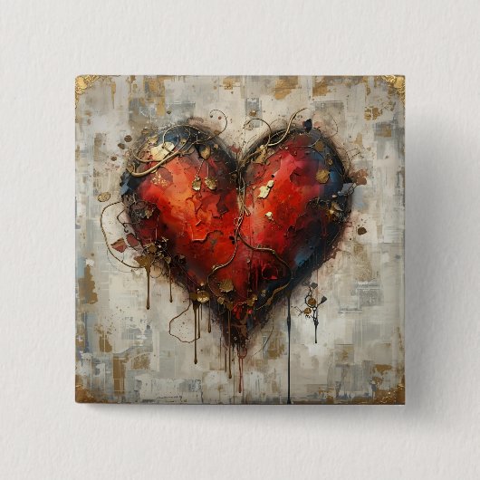 Vintage Abstract Hearts - Button (Vorderseite)