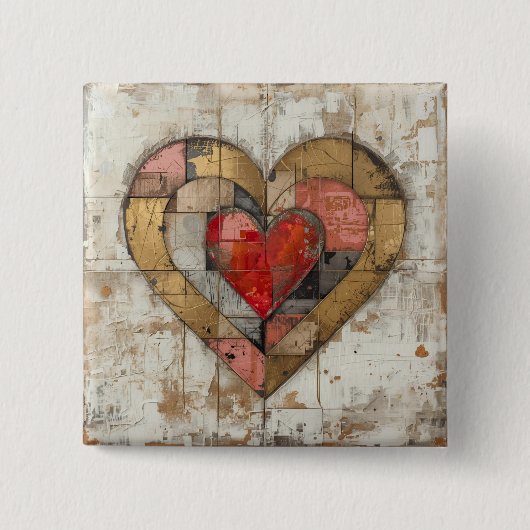 Vintage Abstract Hearts - Button (Vorderseite)