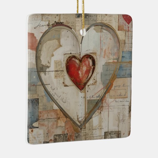 Vintage Abstract Hearts - Ceramic Ornament (Rechts)